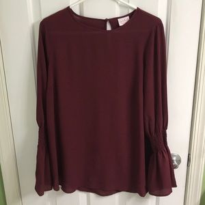 Wine color long sleeve maternity blouse size small